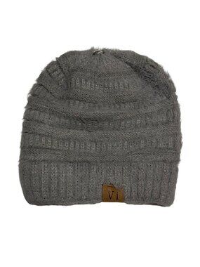 Vi Womens Winter Hat Fuzzy Gray Winter Warm